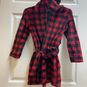 Eddie Bauer plaid red and black kids robe size 5/6